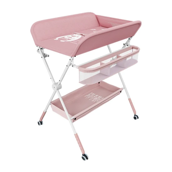 Table de bain polyvalente pour bébé, avec panier de rangement, organisateur de couches pliables pour enfants, Station à langer Portable pour bain de bébé